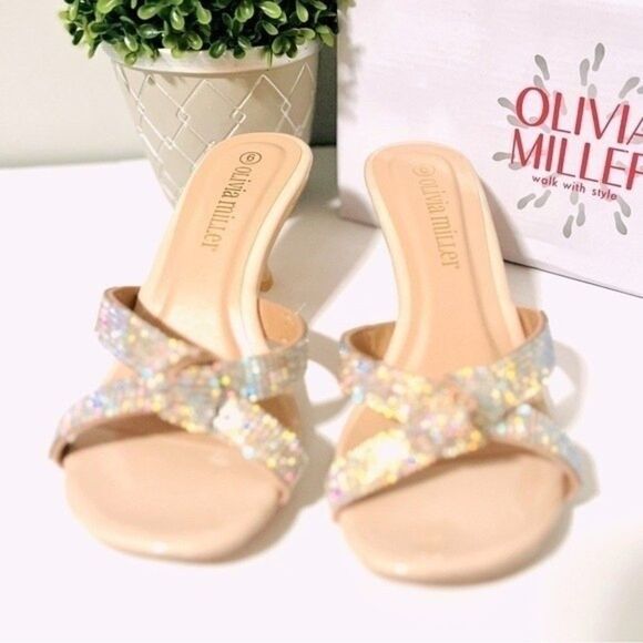 Olivia Miller Womens Katie Kitten Heel Rhinestone Dress Sandals  SHOES 6 M - Picture 5 of 6